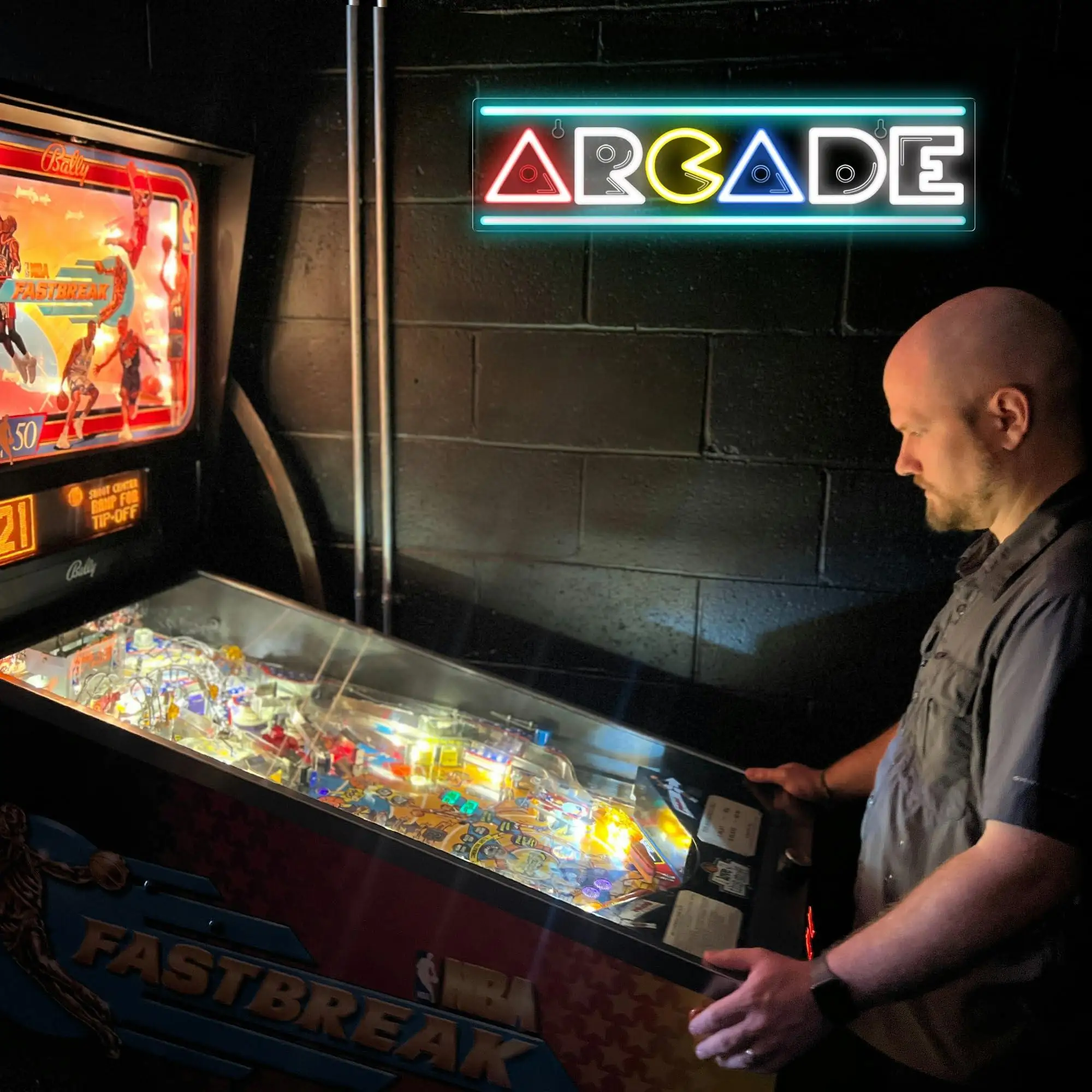 Néon LED Arcade allumé, plaque acrylique