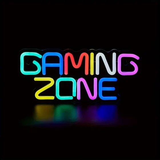 Néon LED Gaming Zone allumé, plaque acrylique