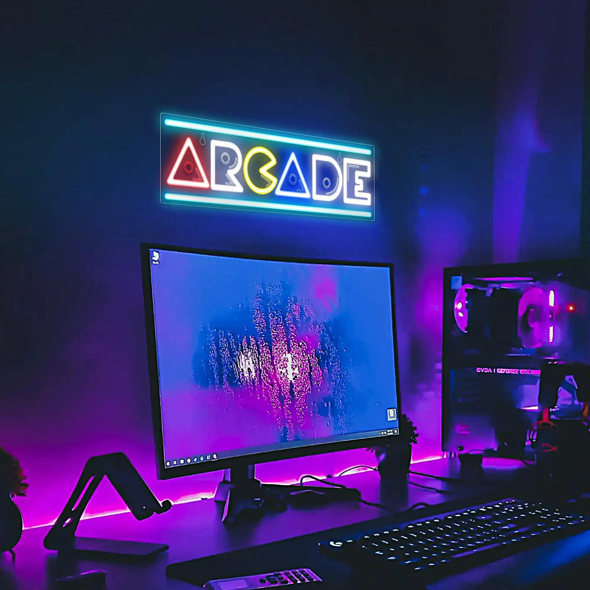 Néon LED Arcade allumé, plaque acrylique