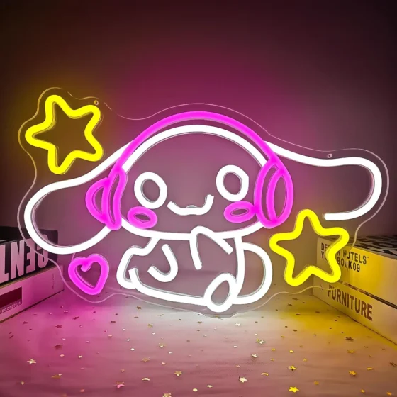 Néon LED Kirby allumé, plaque acrylique