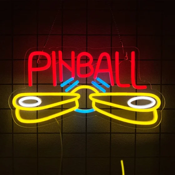Néon LED Pinball allumé, plaque acrylique