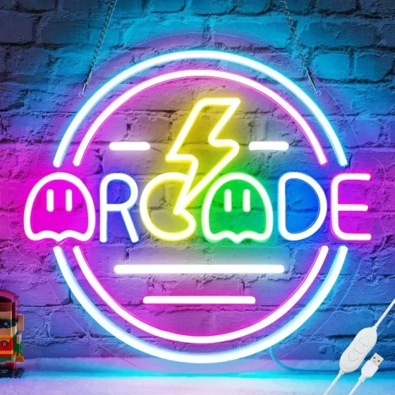 Néon LED Arcade allumé, plaque acrylique