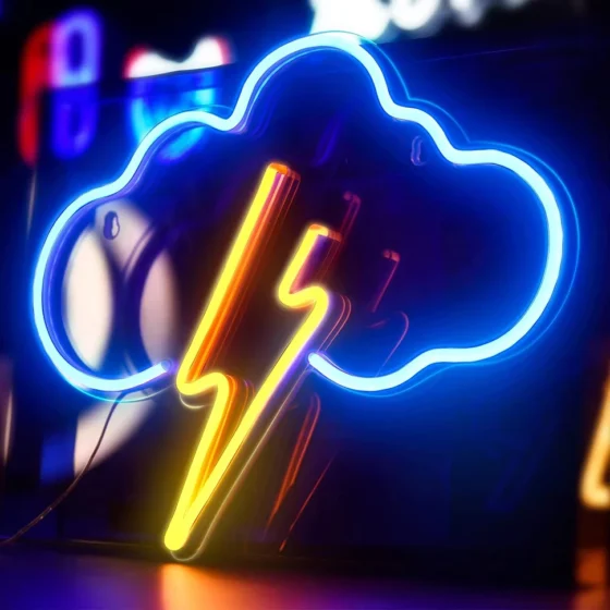 Néon LED mural gaming 20 cm – 8 modèles – Nuage éclair