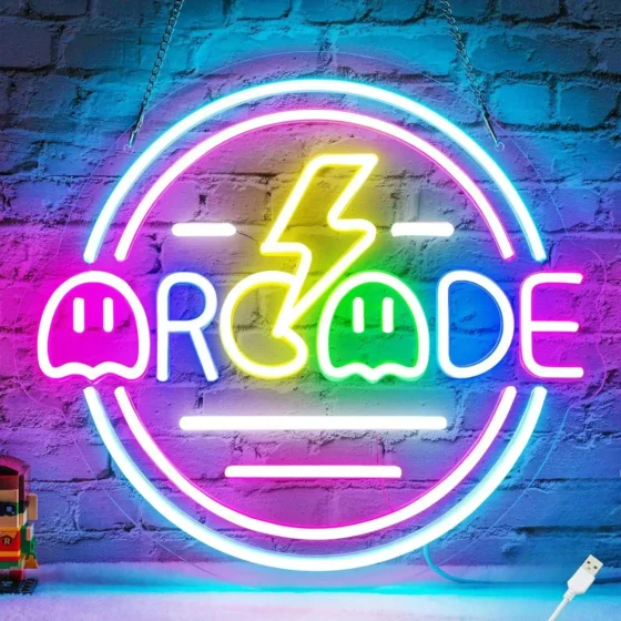 Néon LED Arcade allumé, plaque acrylique